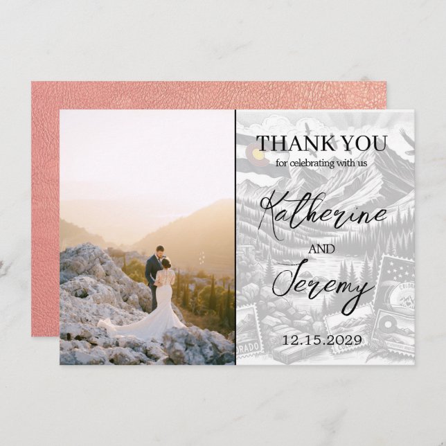 Rose Gold Colorado Passport Thank You Card (Front/Back)