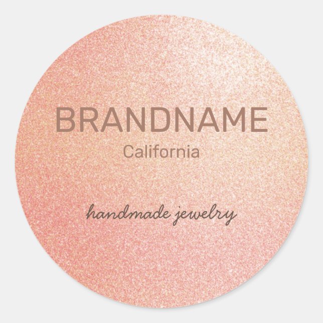 Rosé Gold Colour Gradient Texture Faux Pink Glitte Classic Round Sticker (Front)