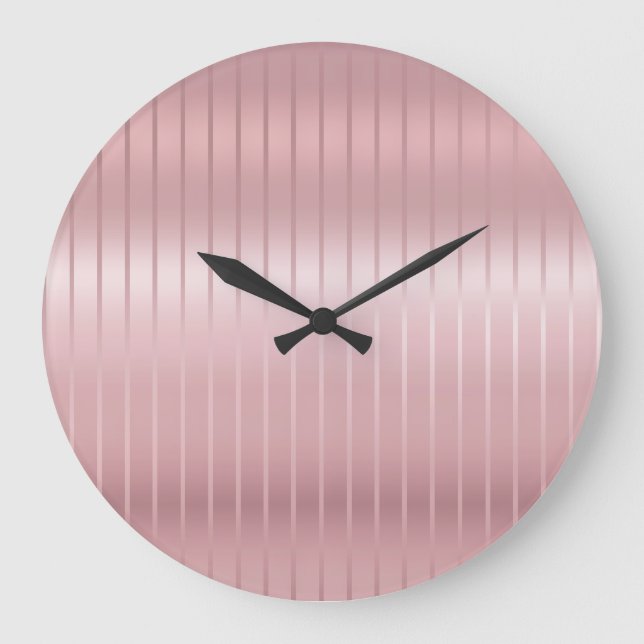 Rose Gold Colour Modern Elegant Template Round Large Clock (Front)