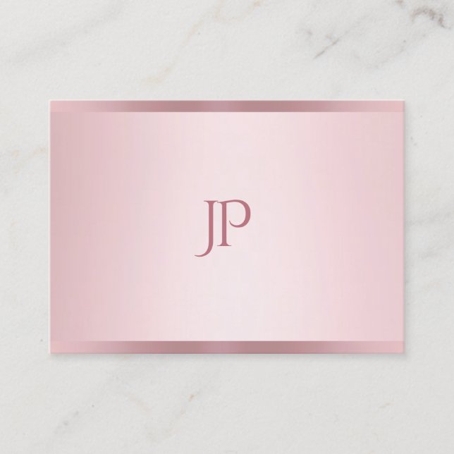 Rose Gold Colour Modern Monogram Simple Template Business Card (Front)