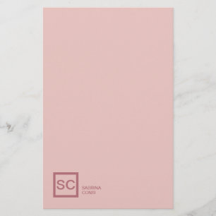 Rose gold colour professional girly monogram name stationery