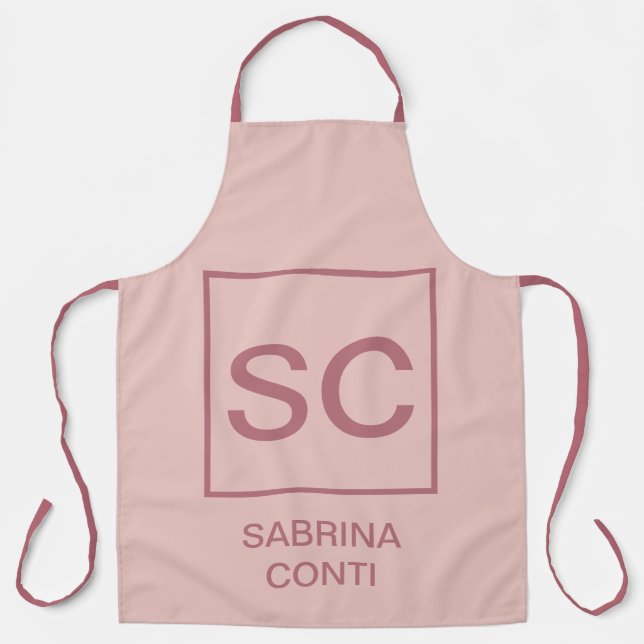 Rose gold colour professional simple monogram name apron (Front)