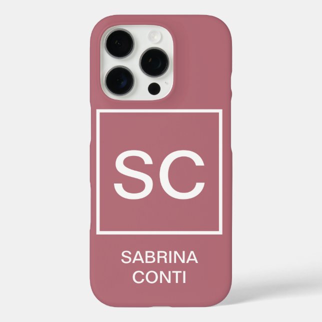 Rose gold colour professional simple monogram name Case-Mate iPhone case (Back)