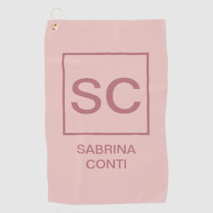 Rose gold colour professional simple monogram name golf towel