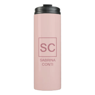 Rose gold colour professional simple monogram name thermal tumbler