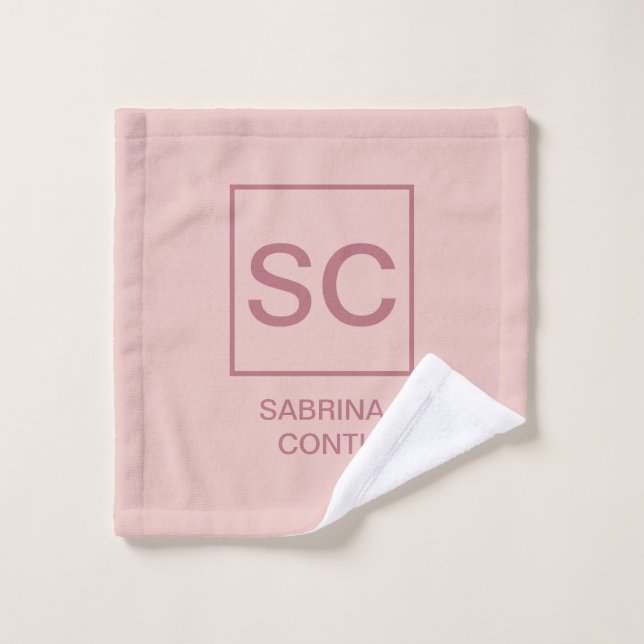 Rose gold colour professional simple monogram name wash cloth (Wash Cloth)