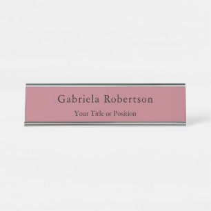 Rose Gold Colour Professional Trendy Modern Plain Desk Name Plate