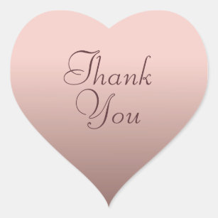 Rose Gold Colour Template Thank You Text Elegant Heart Sticker