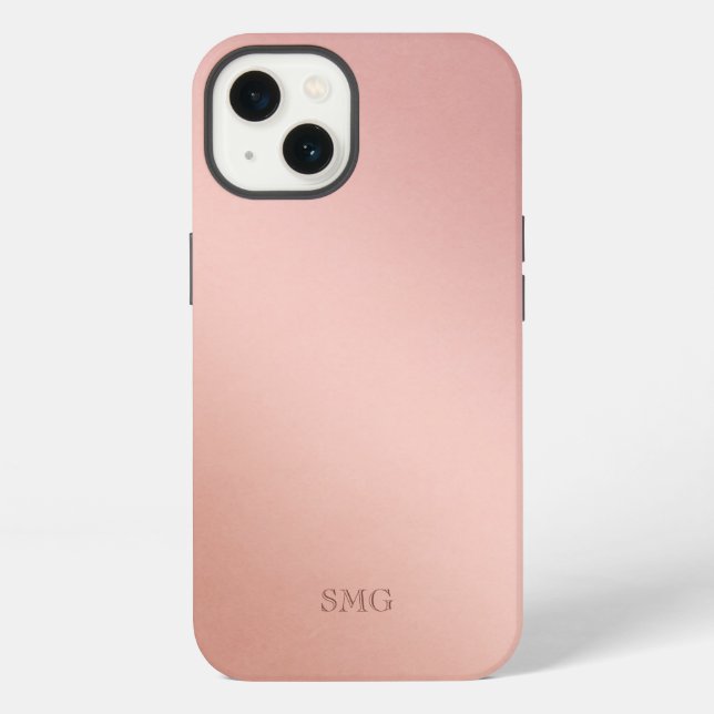 Rose Gold Coloured | Custom Initials iPhone Case (Back)