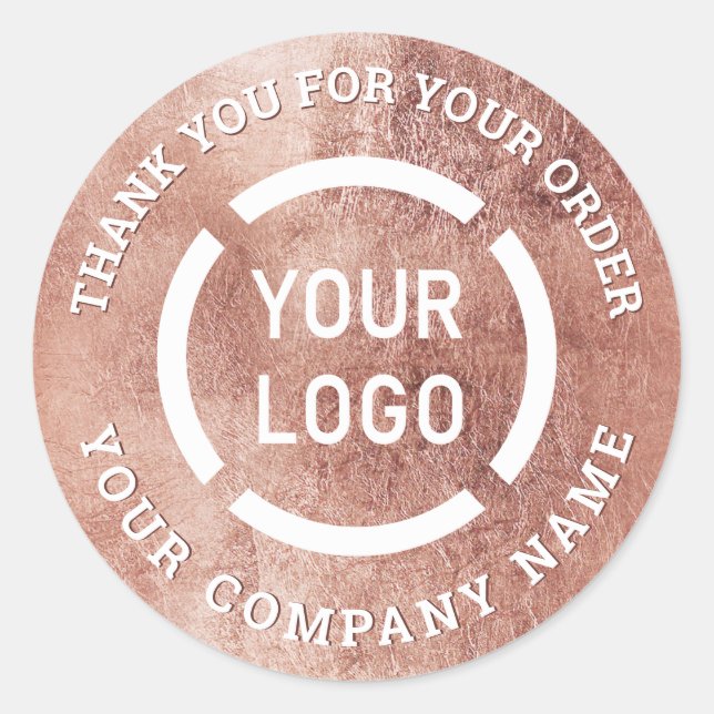 Rose gold company logo thank you stickers (Front)