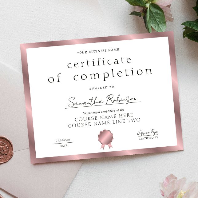 Rose Gold Completion Certificate Company Award (Creator Uploaded)