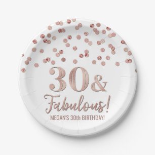 Rose Gold Confetti 30 and Fabulous Paper Plate