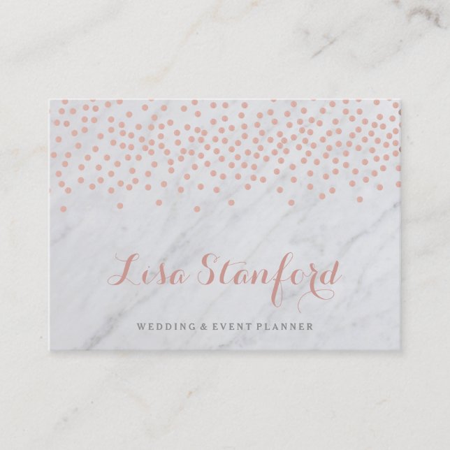 Rose gold confetti and marble business card (Front)