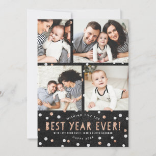Rose Gold Confetti Best Year Ever! Photo Cards