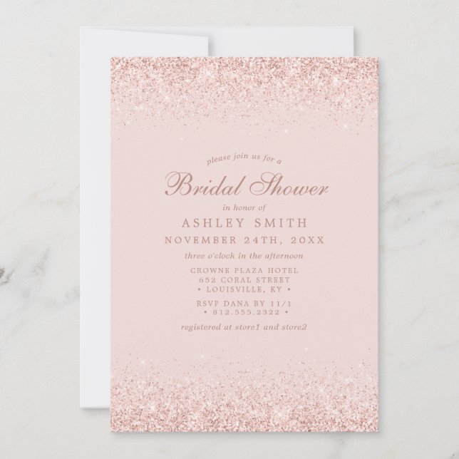 Rose Gold Confetti Blush Pink Modern Bridal Shower Invitation (Front)