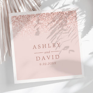 Rose Gold Confetti Blush Pink Modern Wedding Napkin