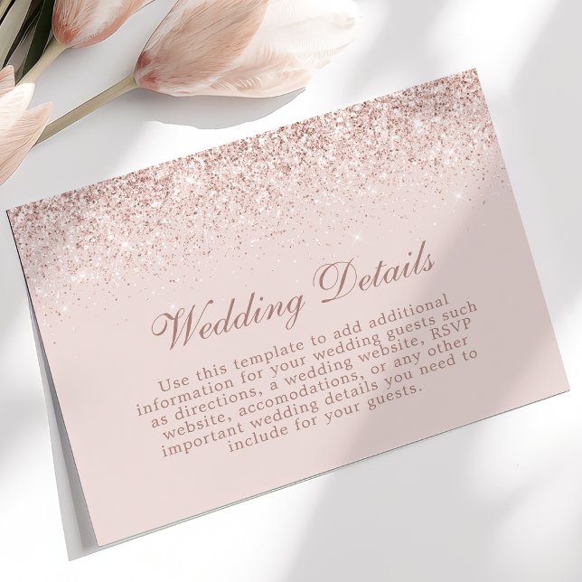 Rose Gold Confetti Blush Pink Wedding Details Info Enclosure Card (Creator Uploaded)