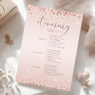 Rose Gold Confetti Bridal Shower Itinerary Card