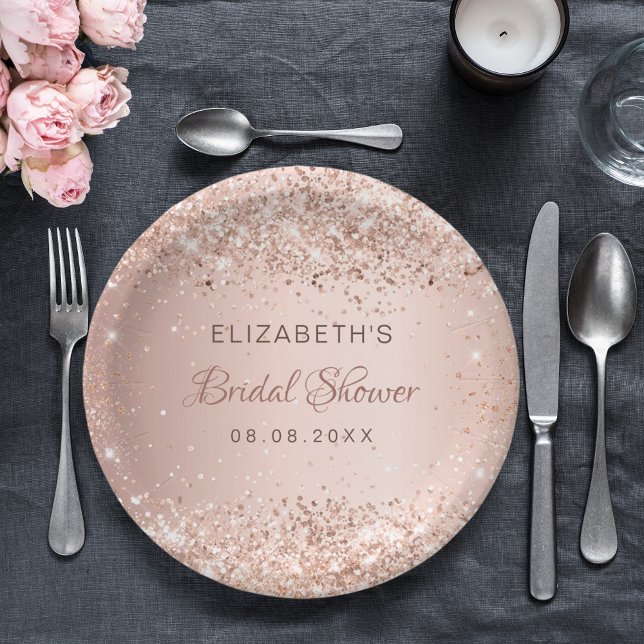 Rose gold confetti Bridal Shower Paper Plate (Creator Uploaded)