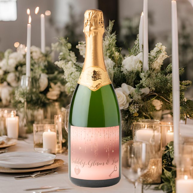 Rose Gold Confetti Bridal Shower Sparkling Wine Label (Elegant Rose Gold Confetti Wine Label – Perfect for bridal showers, weddings, and special toasts.


)