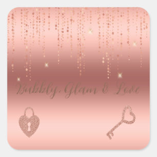 Rose Gold Confetti Bridal Shower Square Sticker