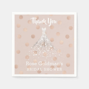 Rose Gold Confetti Bridal Shower Wedding Dress Napkin