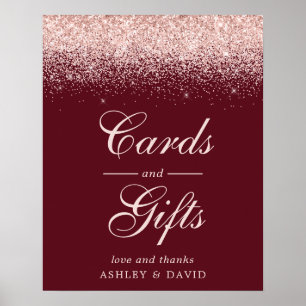 Rose Gold Confetti Burgundy Chic Cards and Gifts Poster