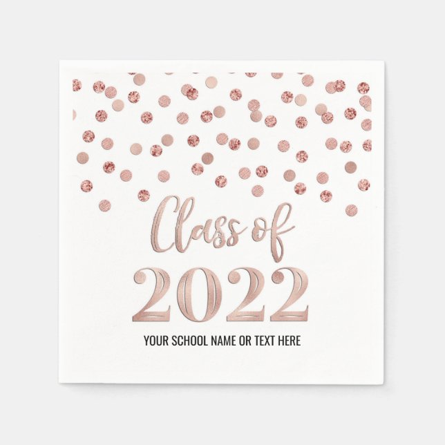 Rose Gold Confetti Class of 2022 Napkin (Front)