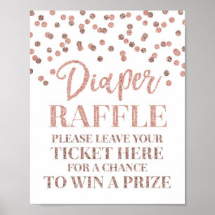 Rose Gold Confetti Diaper Raffle Baby Shower Poster