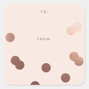 Rose gold confetti faux foil gift tag stickers