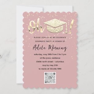 Rose Gold Confetti Graduate Party QR Code  Invitation