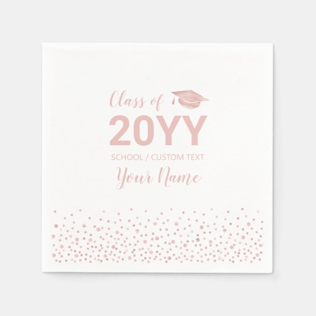 Rose gold Confetti Modern Graduation Party Napkin (Front)