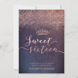 Rose gold confetti ombre tiara  invitation