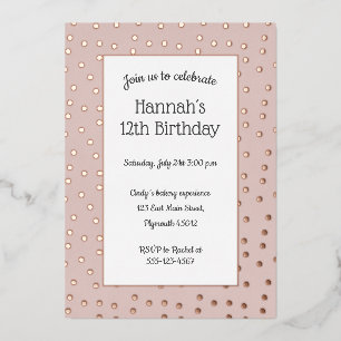 rose gold confetti pastel pink birthday postcard