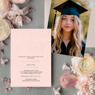 Rose Gold Confetti Photo Graduation Party