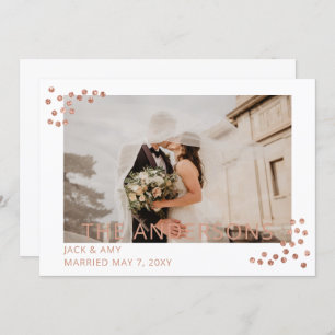 Rose Gold Confetti Photo Wedding Announcement