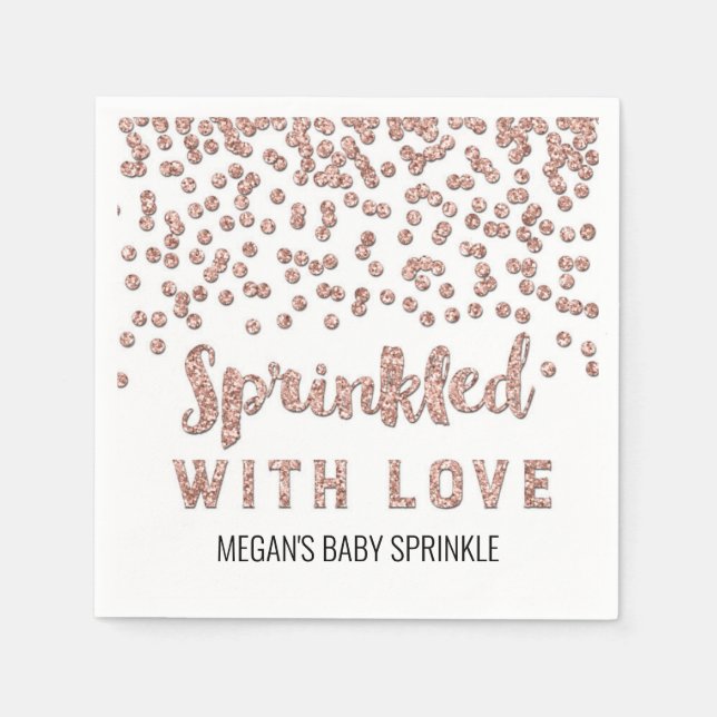 Rose Gold Confetti Sprinkled with Love Napkin (Front)