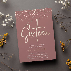 Rose Gold Confetti Sweet Sixteen Birthday Party