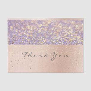 Rose Gold Confetti Thank You Name Lavender Sparkly Tissue Paper