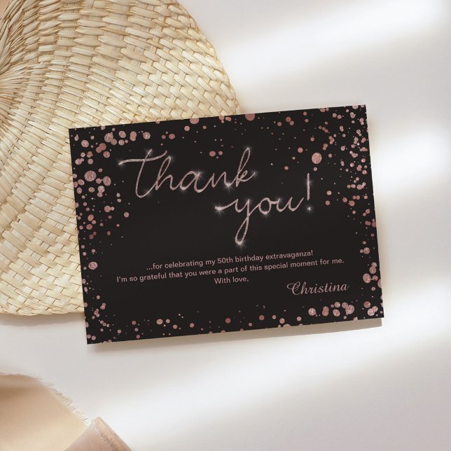 Rose gold Confetti Thank you note card (Creator Uploaded)