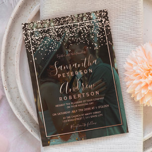 Rose gold confetti typography photo wedding