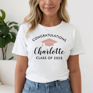 Rose Gold Congratulations Graduate Name 2026 T-Shirt