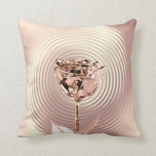 Rose Gold Copper Flower  Lux Metallic Copper Cushion