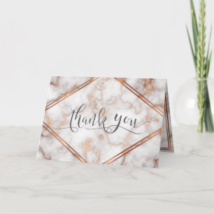 Rose Gold / Copper Marble Calligraphy Thank You Card