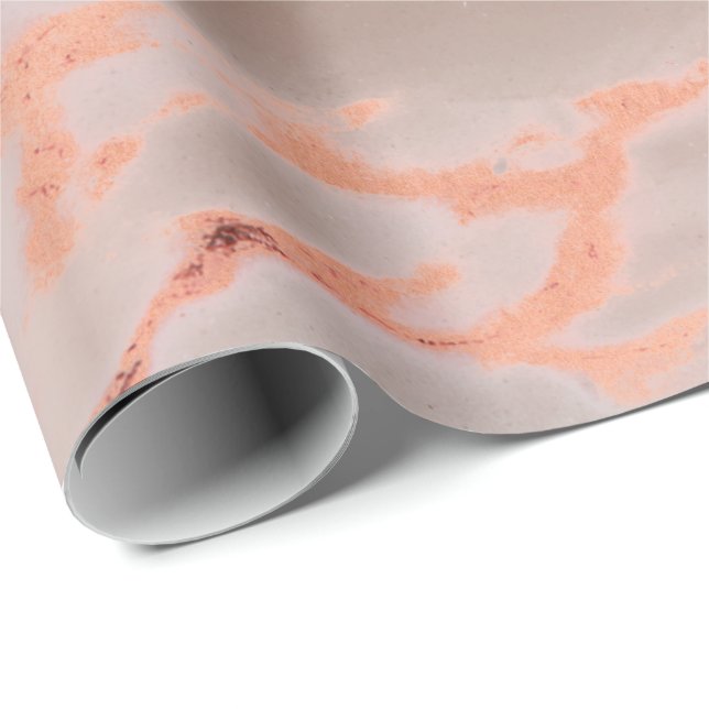 Rose Gold Copper Minimal Marble Abstract Metal Wrapping Paper (Roll Corner)