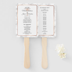 Rose Gold Copper Palm Tree Marble Wedding Program Hand Fan