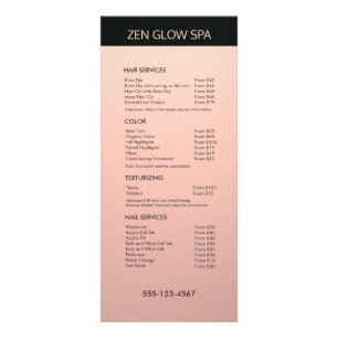 Rose Gold Copper Salon Price List Service Menu