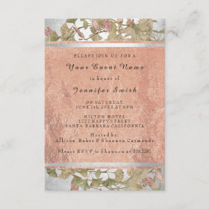 Rose Gold Copper Silver Floral Bridal 16th Green Invitation