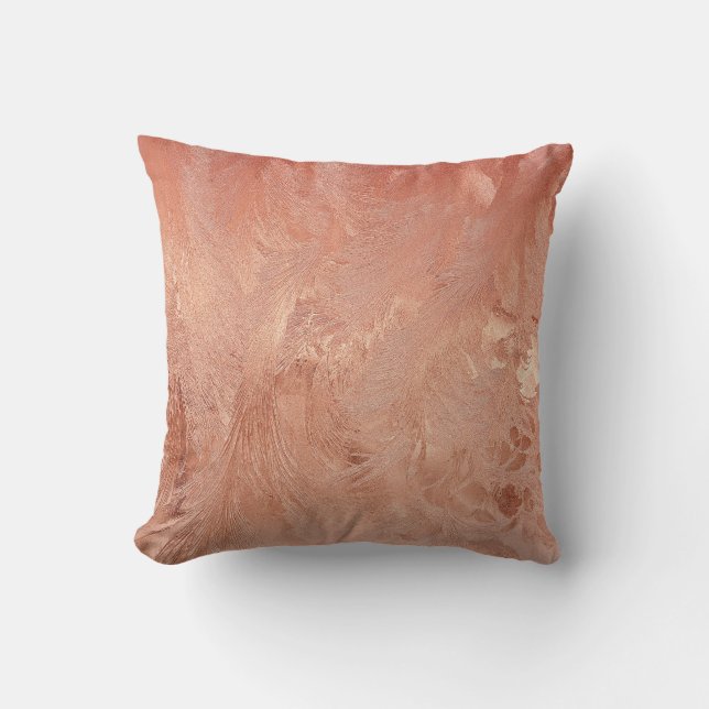Rose Gold Copper Texture Metallic Cushion (Front)