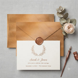 Rose Gold Copper Wedding Envelope Metallic Design